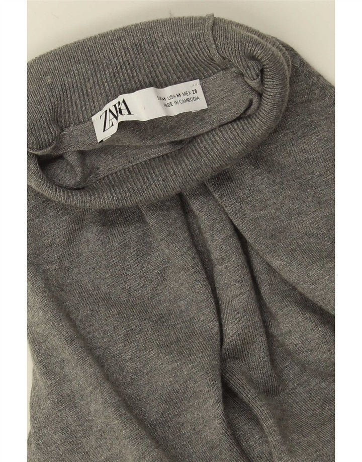 Zara Damen-Pullover mit 3/4-Ärmeln und Rollkragen, Gr. 12, Mittelgrau