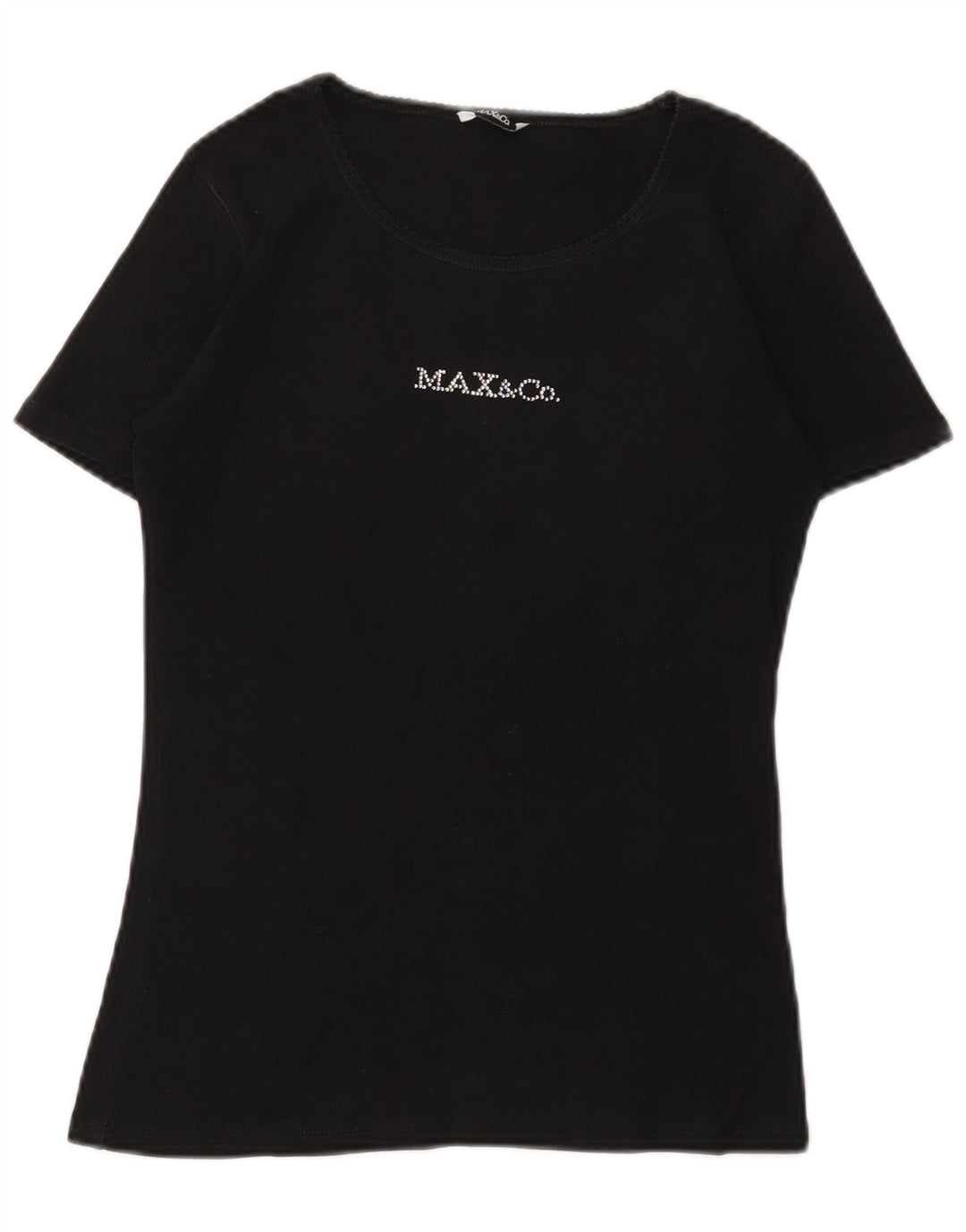 MAX & CO. Grafik-T-Shirt-Oberteil für Damen UK 12 Mittelschwarze Baumwolle