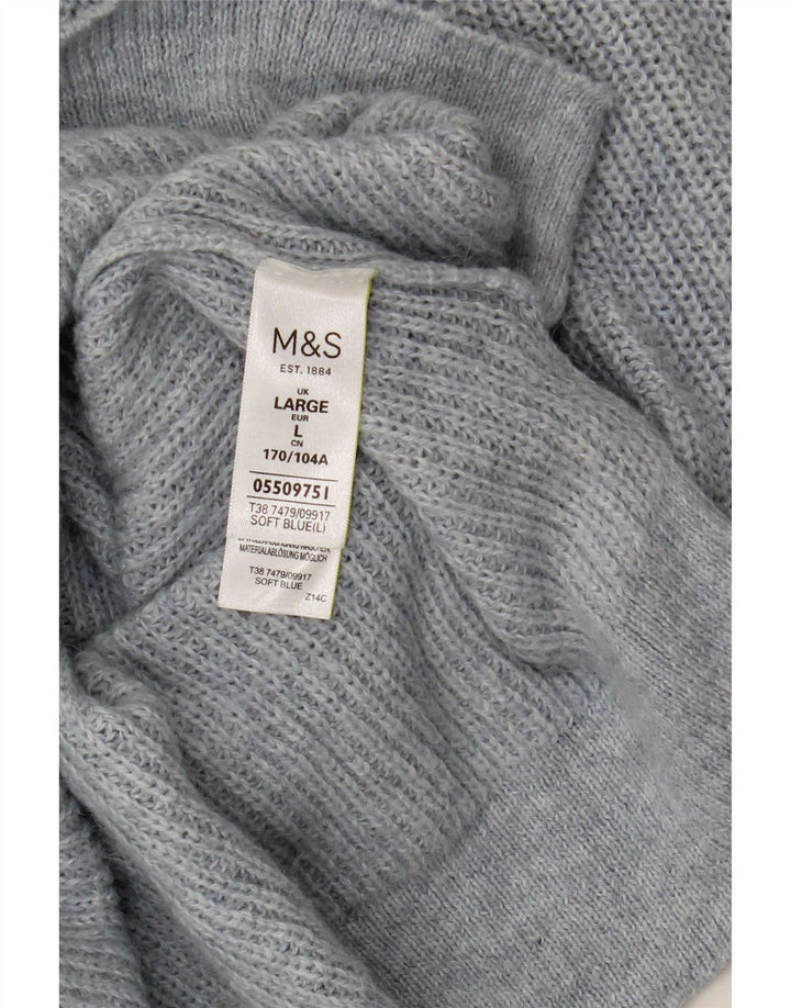 Marks & Spencer Damen-Pullover mit U-Boot-Ausschnitt, UK 16, Größe L, Blau, Polyamid