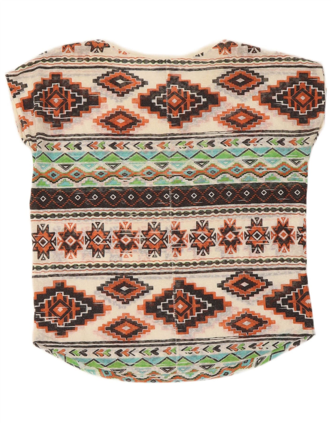 Zara Damen T-Shirt Top UK 14 Medium Mehrfarbig Geometrisch Polyester