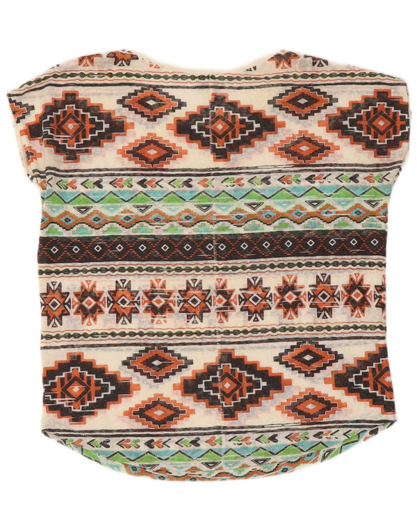 Zara Damen T-Shirt Top UK 14 Medium Mehrfarbig Geometrisch Polyester