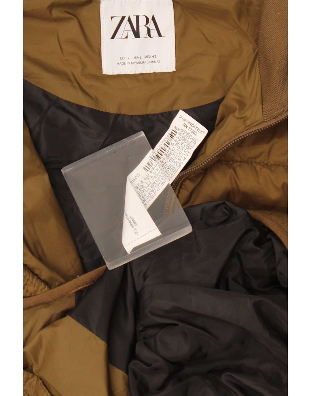 Zara Herren Wattierte Weste UK 40 Large Khaki Polyester