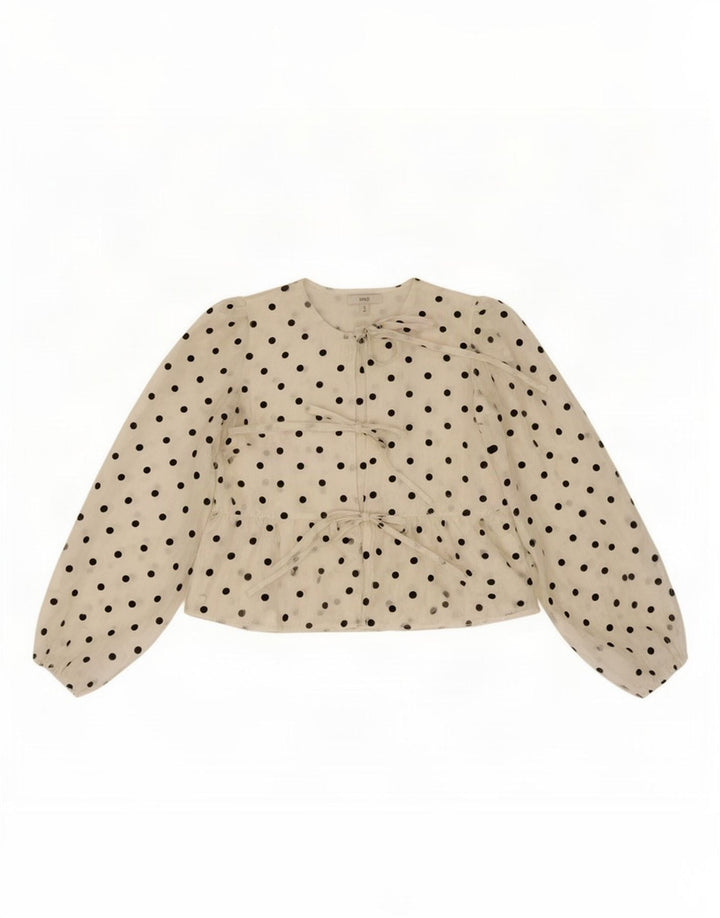 Marks & Spencer Damen-Hemdbluse, UK 10, Größe S, weiß, gepunktet, Polyamid