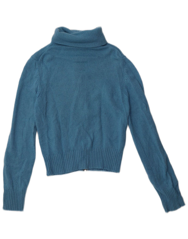 Benetton Damen Crop Cardigan Pullover UK 8 Small Blau