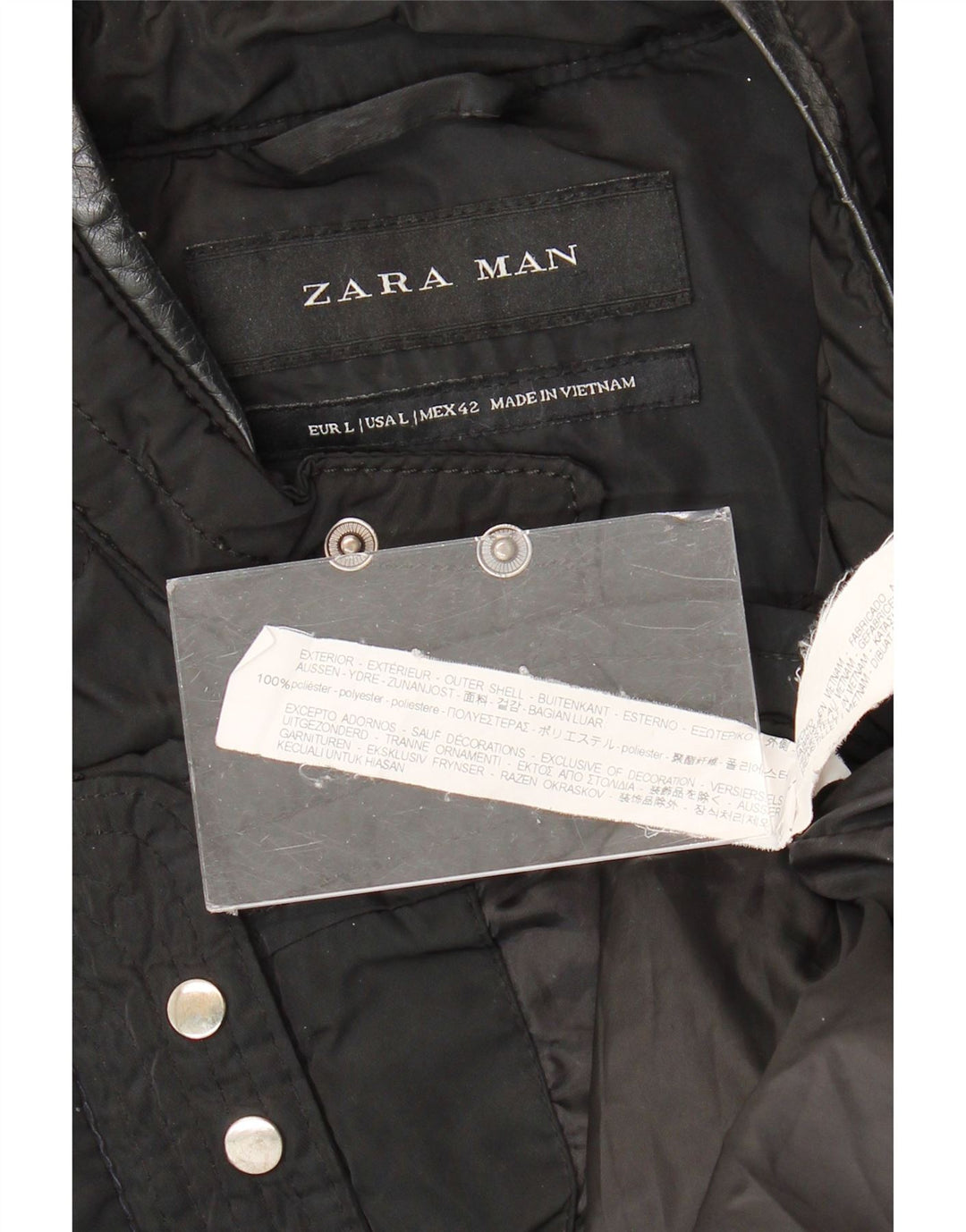 Zara Herren Steppjacke UK 40 Large Schwarz Polyester