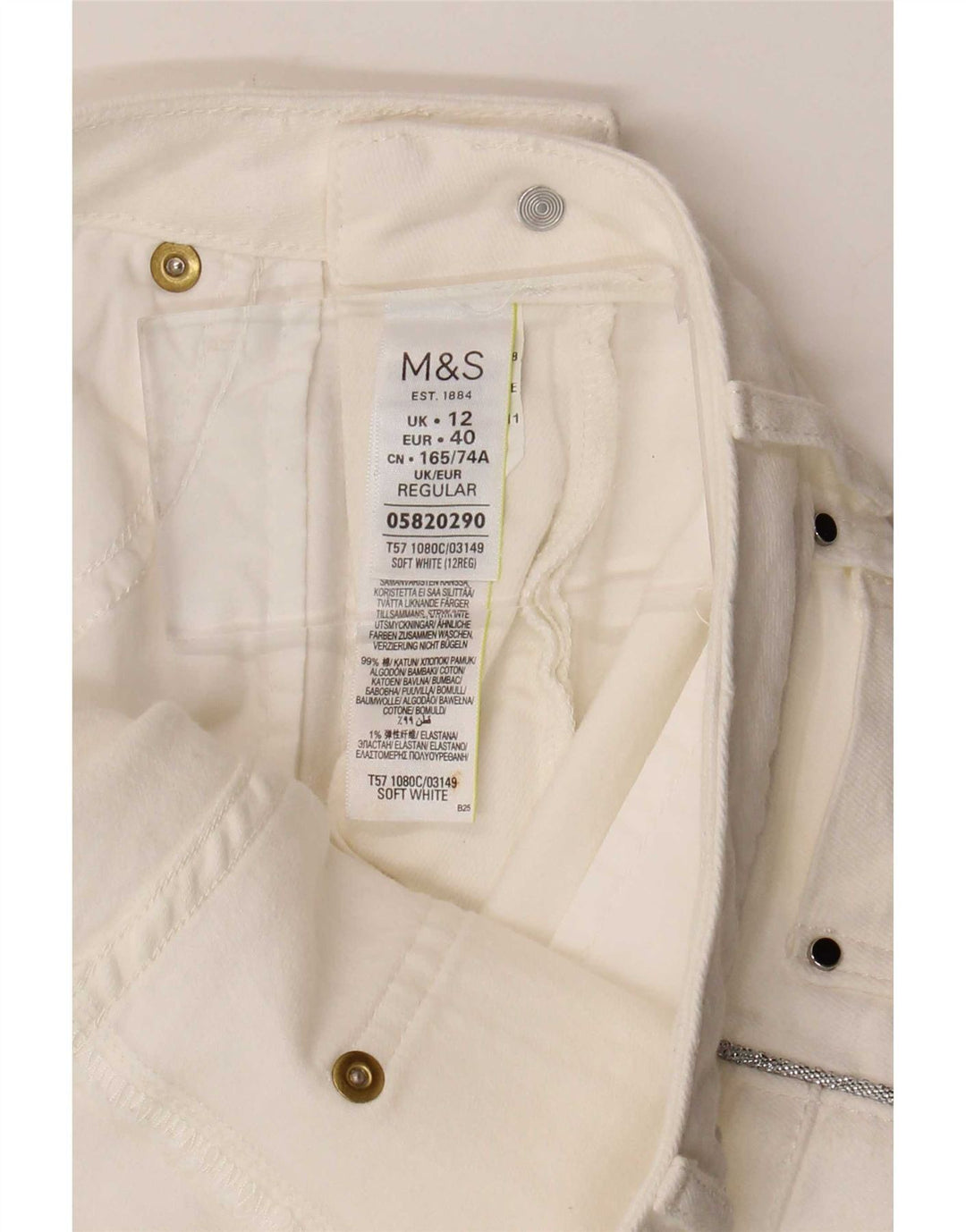Marks & Spencer Damen Slim Casual Hose UK 12 Medium W30 L28 Weiß