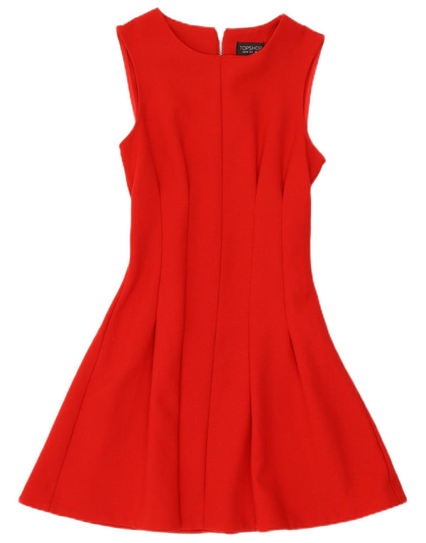 TOPSHOP Damen ärmelloses A-Linien-Kleid UK 6 XS Rot Polyester