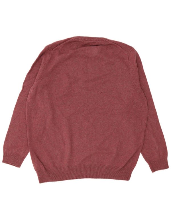 Marks & Spencer Herren-Pullover mit Rundhalsausschnitt, XL, bordeauxrote Lammwolle