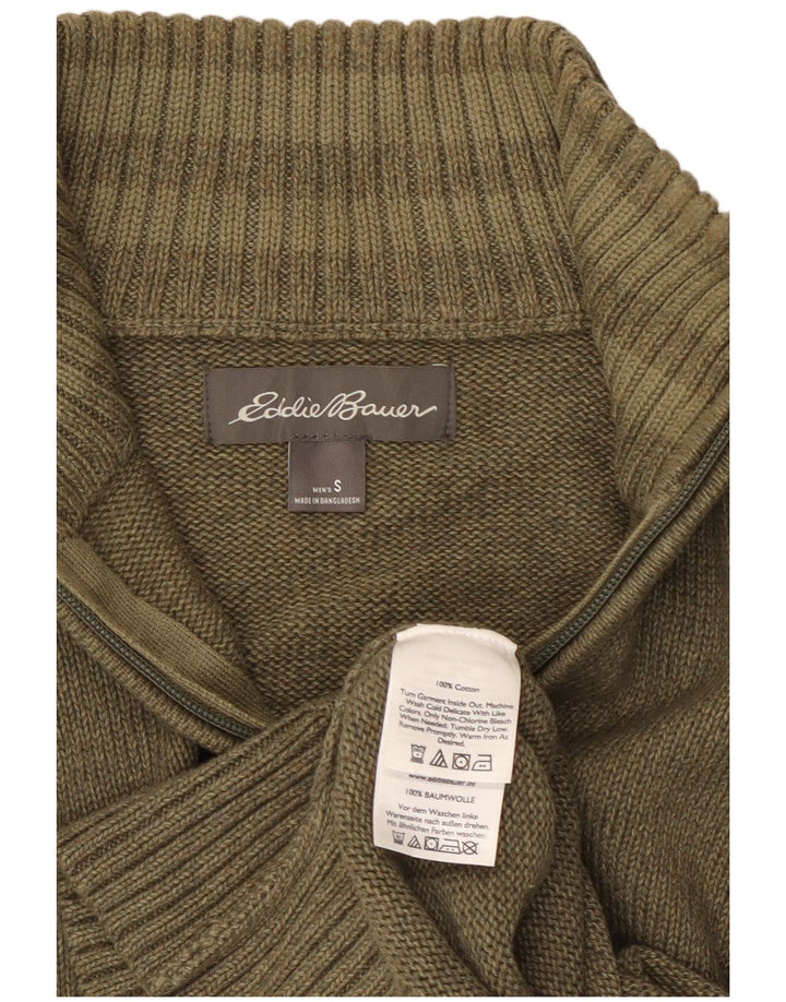 EDDIE BAUER Herren-Pullover mit Reißverschluss am Hals, kleine Khaki-Baumwolle