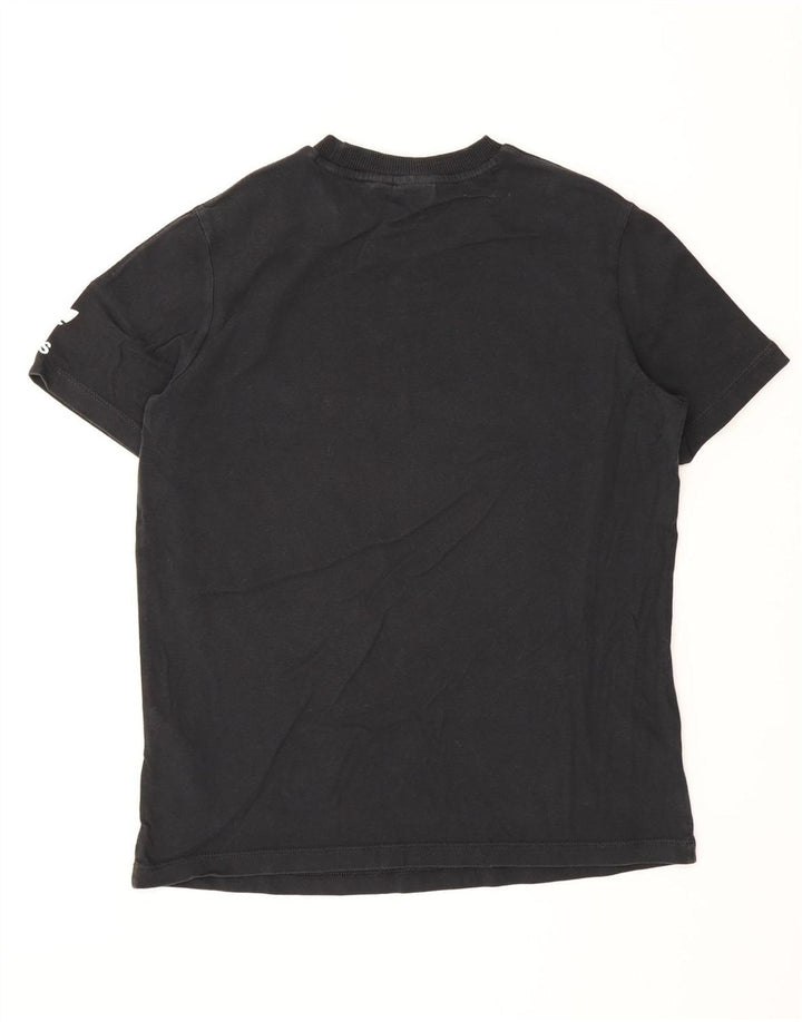 Adidas Damen T-Shirt Top UK 12 Medium Schwarz Baumwolle