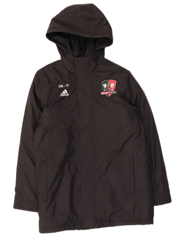 Adidas Jungen wattierte Jacke mit Kapuze, 11–12 Jahre, schwarzes Polyester