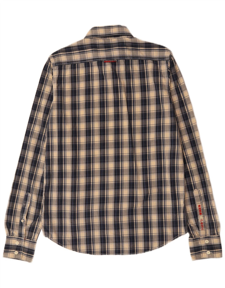 SUPERDRY Herren-Hemd, groß, marineblau, kariert, Baumwolle