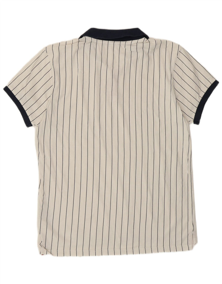 FILA Herren-Tennis-Poloshirt, kleine weiße Nadelstreifen-Baumwolle