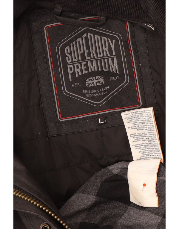Superdry Herren Utility-Jacke aus gewachster Baumwolle, UK 40, große braune Baumwolle