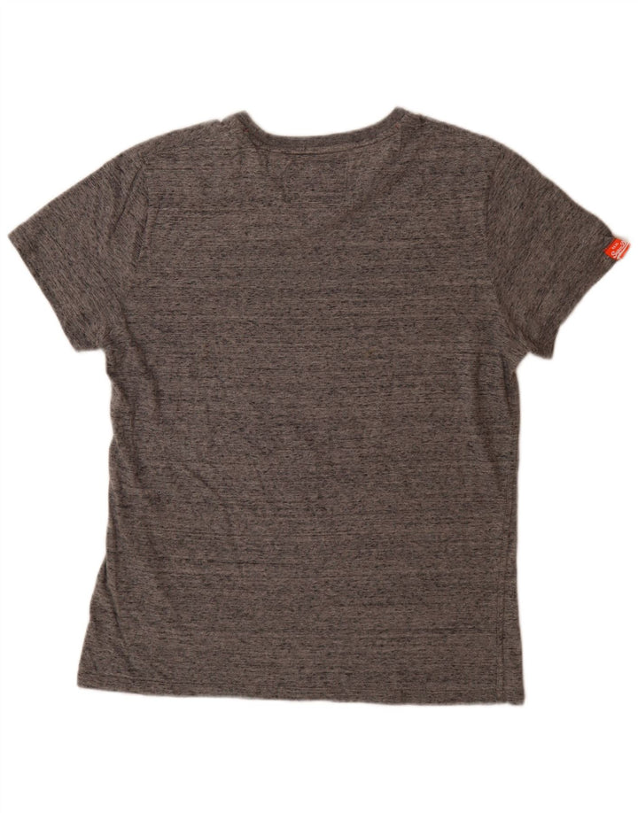Superdry Herren T-Shirt-Oberteil aus mittelgrau gefleckter Baumwolle
