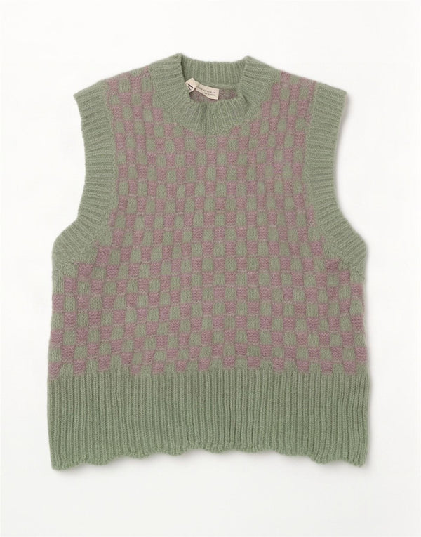 Zara Damen Crop Vest Tank Top UK 10 Small Green Check