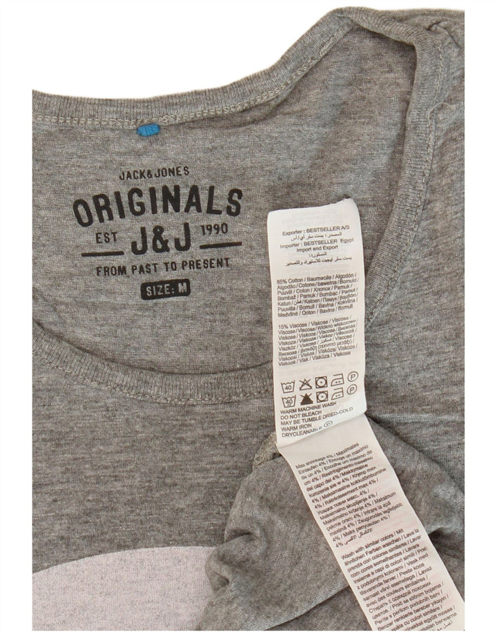 JACK & JONES Herren-T-Shirt mit Grafik, mittelgrau gesprenkelte Baumwolle