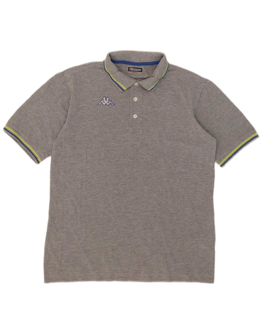 Kappa Herren-Poloshirt, groß, grau gestreift, Baumwolle