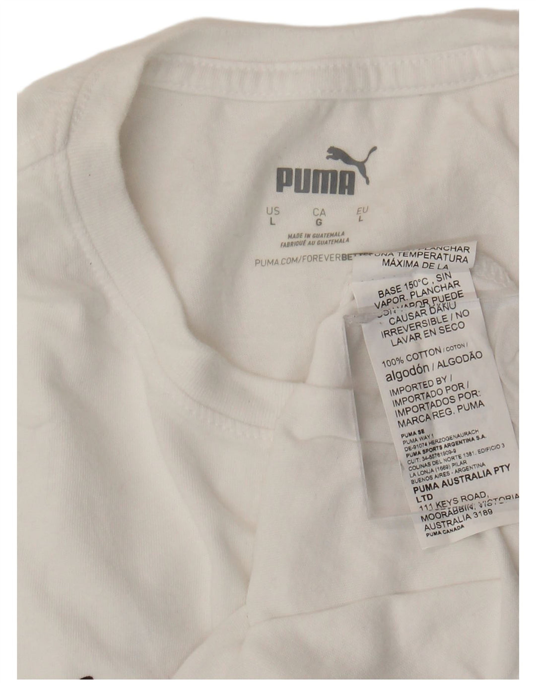 Puma Damen Grafik T-Shirt Top UK 16 Large Weiße Baumwolle