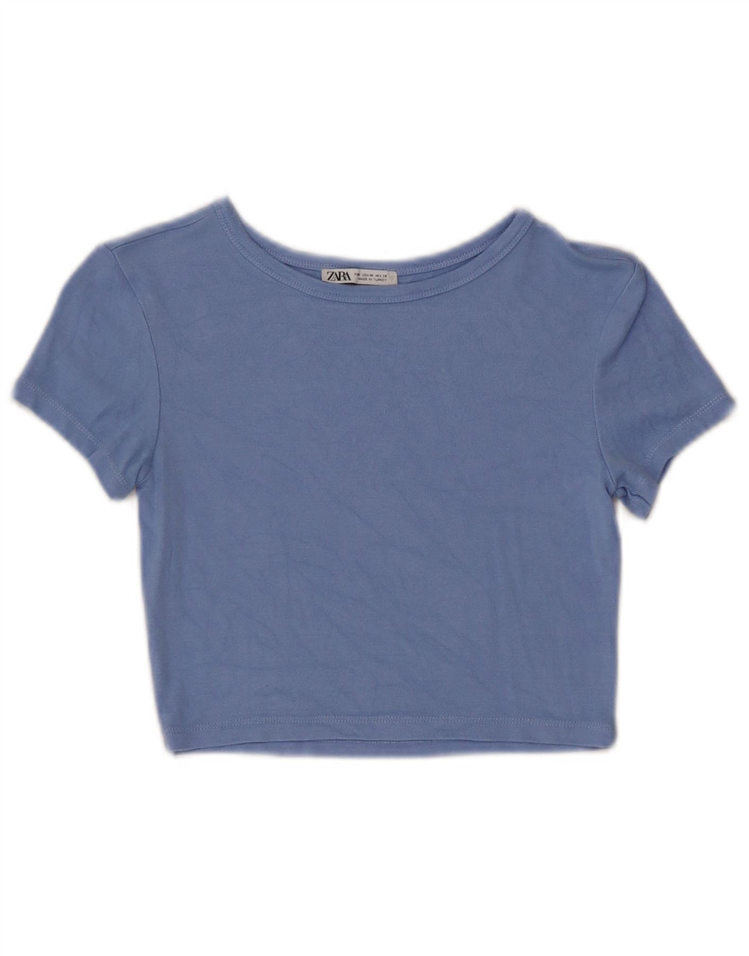 Zara Damen Crop T-Shirt Top UK 12 Mittelblau