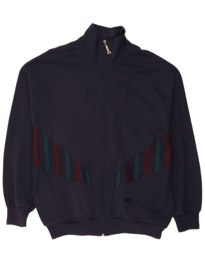 Schneider Herren-Trainingsanzug-Topjacke, groß, marineblau, geometrisch, Polyacryl
