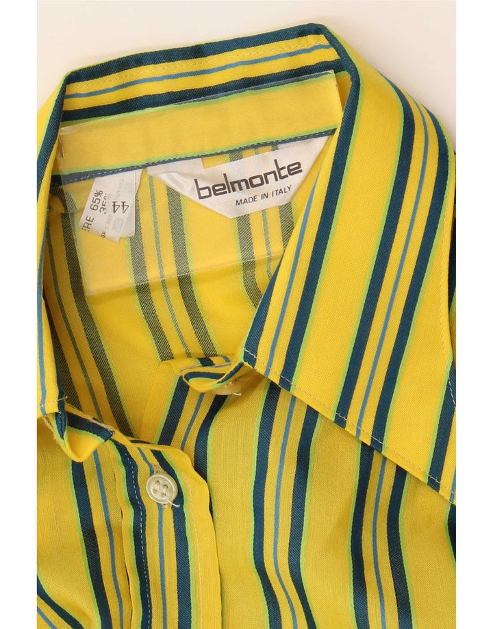 Belmonte Damen Kurzarm-Hemdbluse IT 44 Mittelgelb gestreift