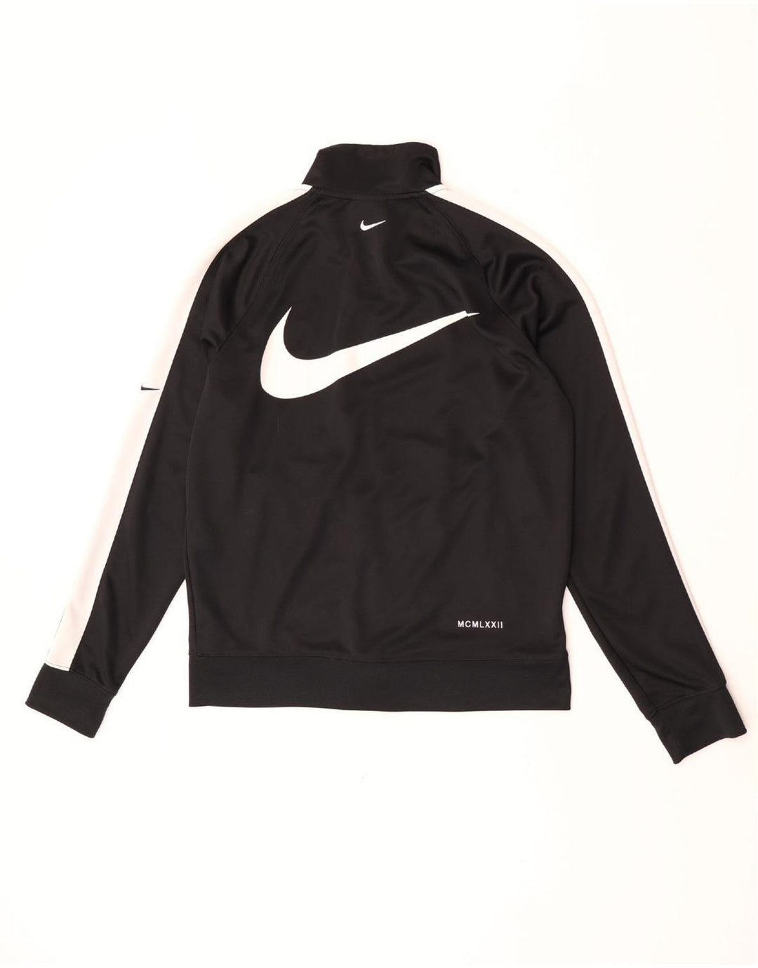 Nike Herren-Trainingsanzugoberteil mit Swoosh-Grafik, Mittelschwarz, Farbblock