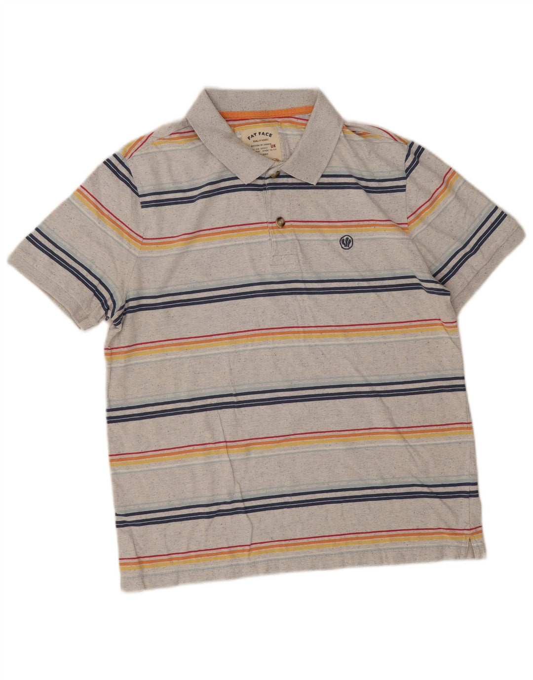 Fat Face Herren-Poloshirt, groß, grau gestreift, Baumwolle