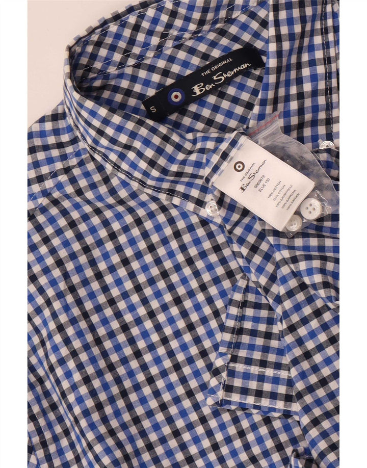 Ben Sherman Herrenhemd, klein, marineblau, Gingham-Baumwolle