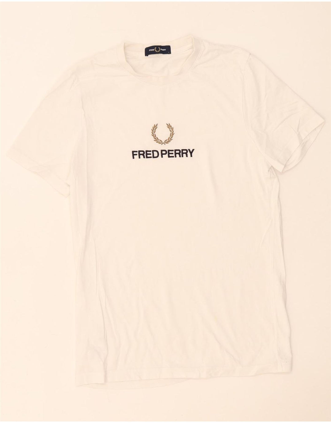 Fred Perry Herren-T-Shirt mit Grafik, Größe S, weiße Baumwolle