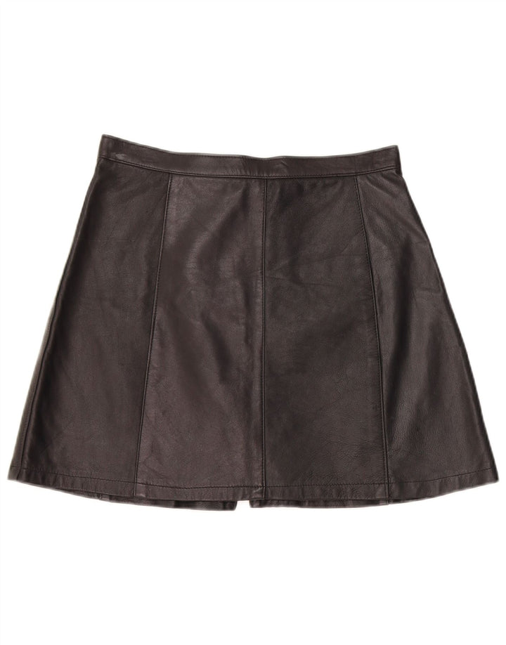 Vintage Damen Mini Lederrock W28 Medium Schwarz