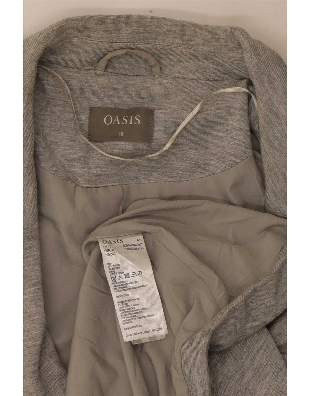 Oasis Damen-Blazer mit 1 Knopf, Gr. 10, Größe S, grau meliert, Viskose