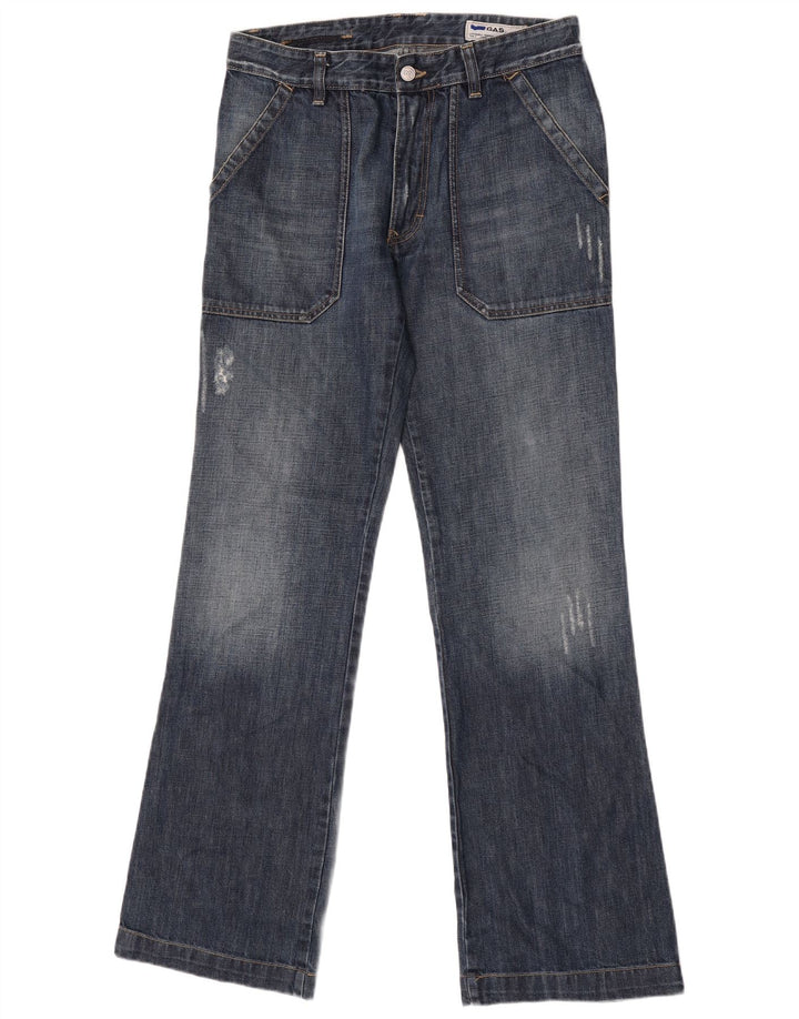 GAS Herren Distressed Bootcut Jeans W32 L34 Blau