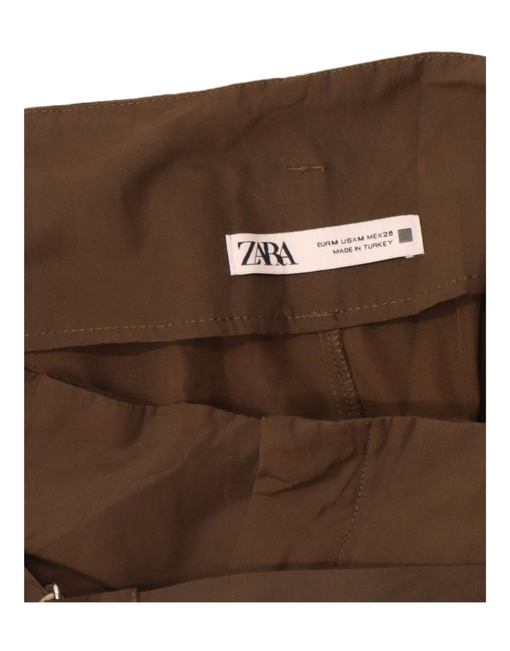 Zara Damen Cargohose mit Pegged, mittelgroß, W28, L26, Khaki, Polyester