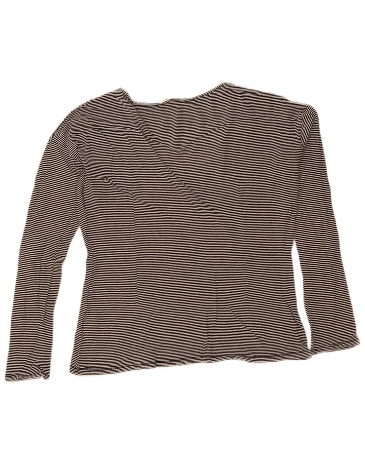 Levi's Damen Top Langarm UK 14 Mittelschwarz gestreift Baumwolle