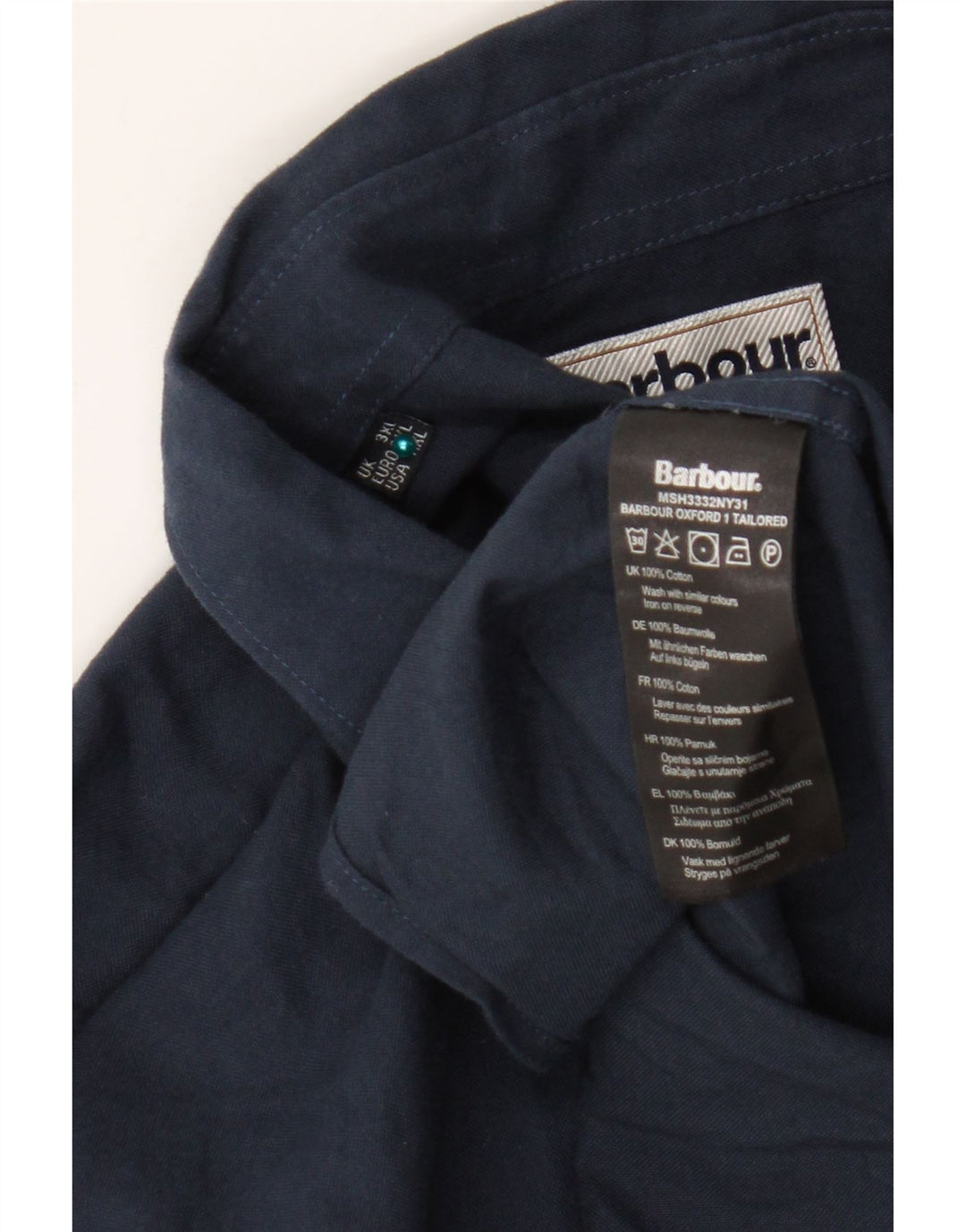 Barbour Herrenhemd 3XL Marineblau aus Baumwolle