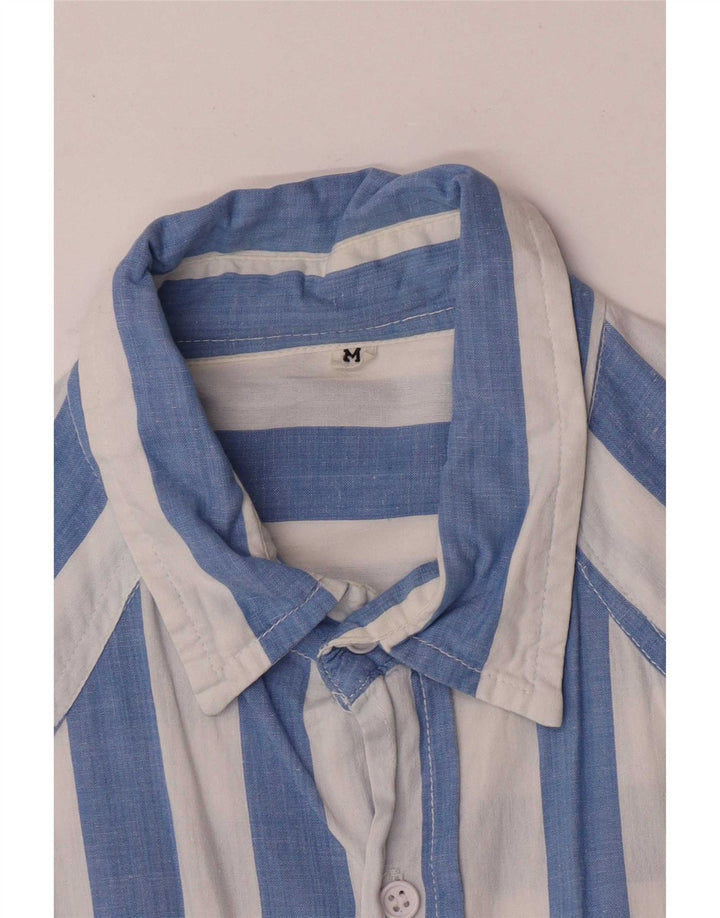 Vintage Herrenhemd Mittelblau gestreift