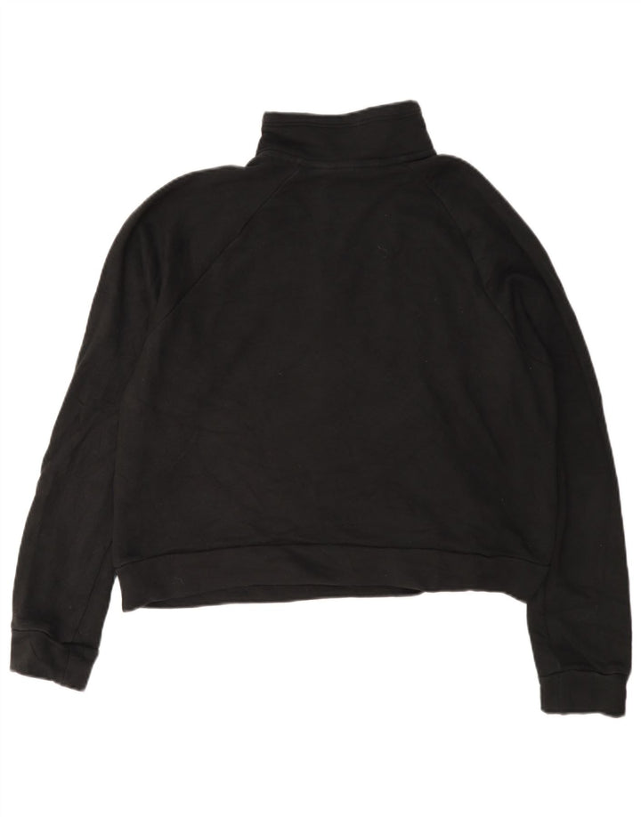 Puma Damen Crop Graphic Zip Neck Sweatshirt Pullover UK 14 Medium Schwarz