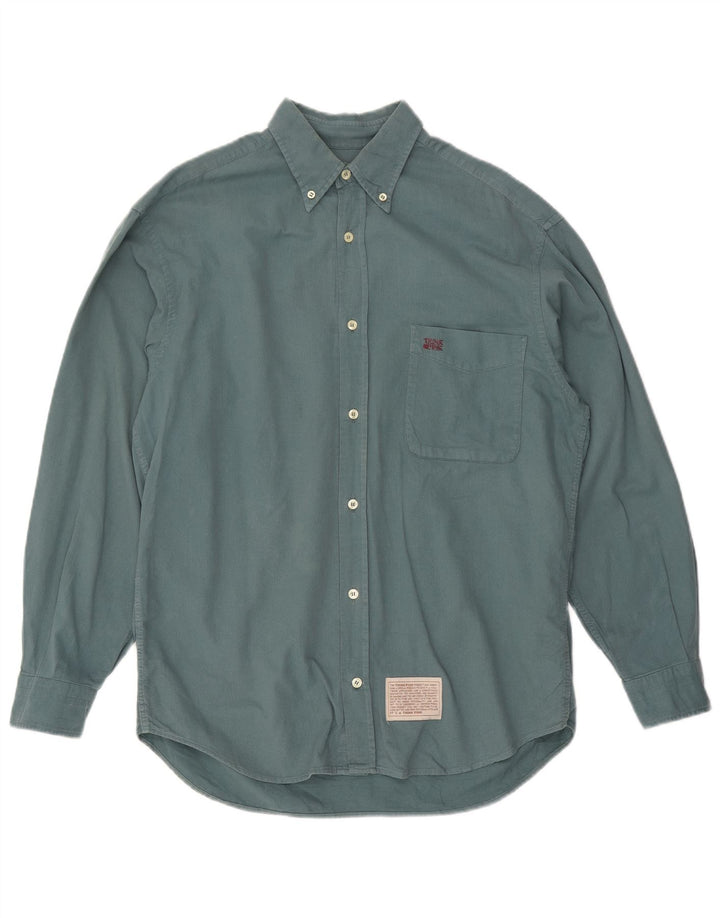 THINK PINK Herrenhemd Größe 39 15 1/2 mittelgrüne Baumwolle