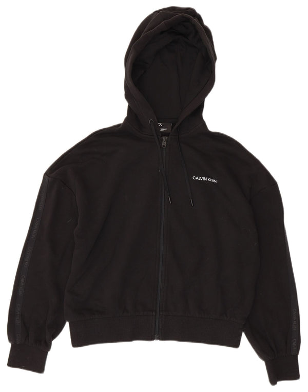 Calvin Klein Womens Oversized Zip Hoodie Pullover UK 6 XS Schwarz Baumwolle