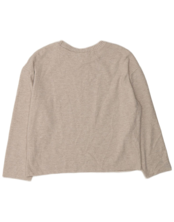 Zara Damen-Pullover mit U-Boot-Ausschnitt, UK 14, Mittelgrau, Polyester