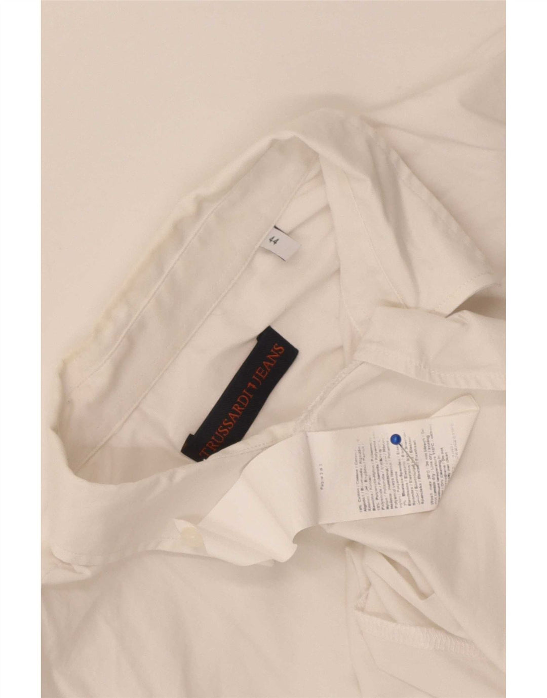 Trussardi Jeans Damenhemd IT 44 Mittelweiße Baumwolle