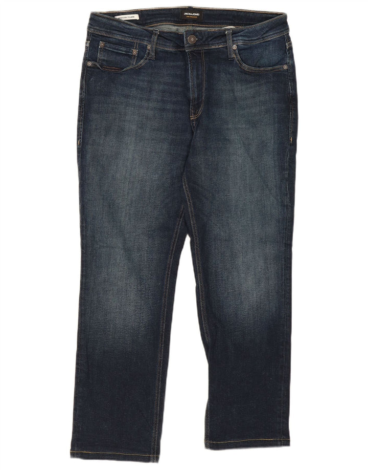 JACK & JONES Herren Clark Regular Fit Straight Jeans W34 L27 Blaue Baumwolle