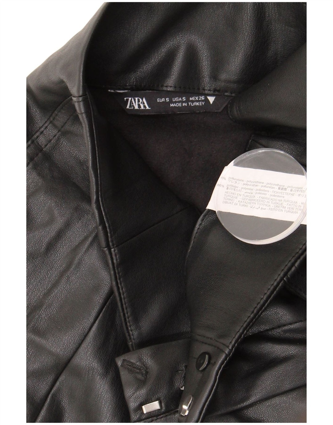 Zara Damen-Minirock aus Kunstleder, Größe S, W26, Schwarz, Polyurethan