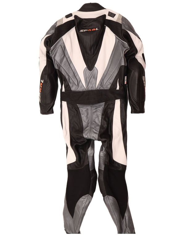 Spool Herren-Overall aus grafischem Leder, Größe 52, XL, W36, L30, schwarzes Leder