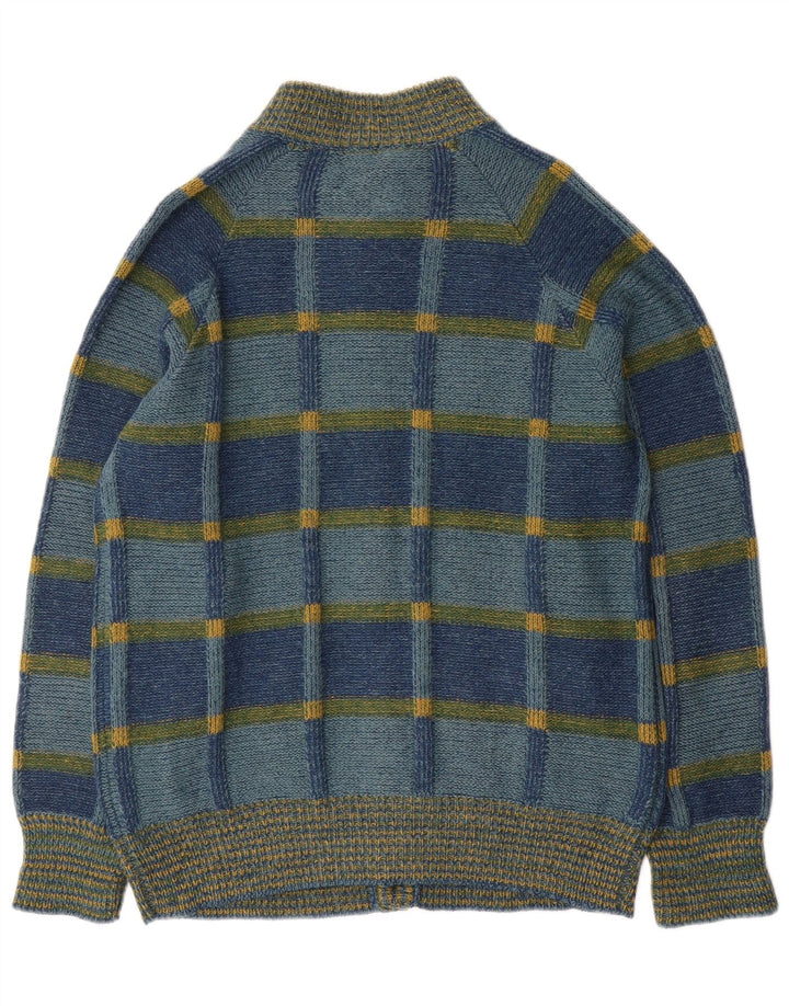 Vintage Herren Cardigan Pullover IT 52 Large Blue Check