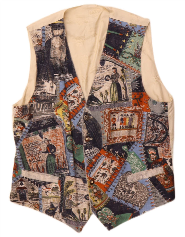 Julius Lang Grafische Herrenweste IT 54 XL Beige Patchwork Viskose