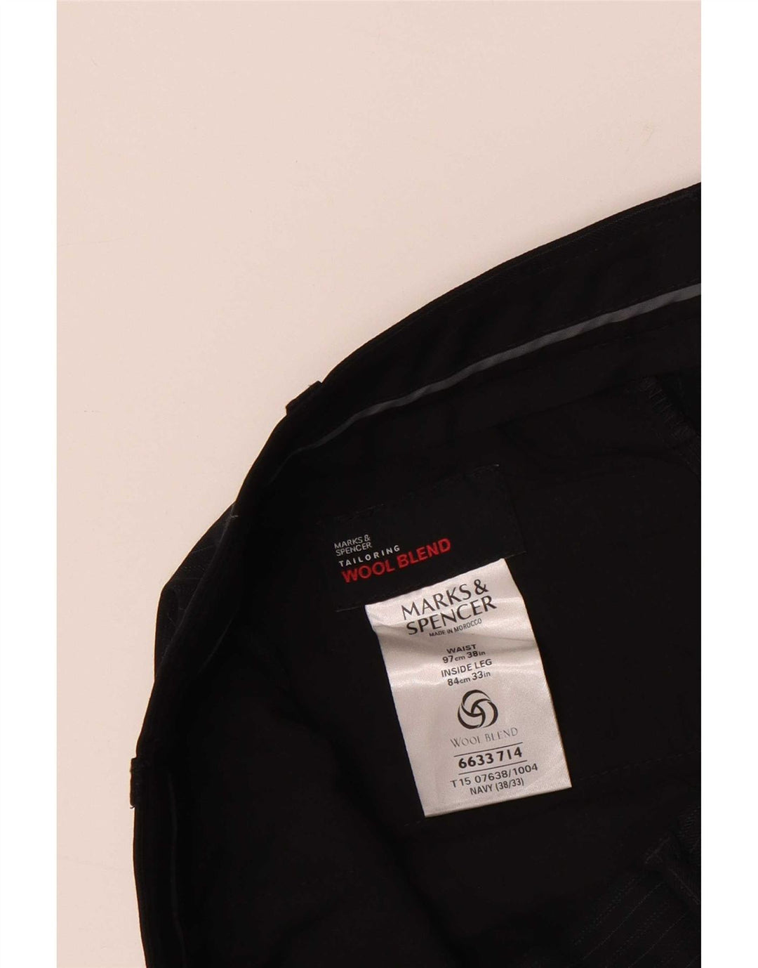 Marks & Spencer Herrenanzughose W38 L33 Marineblau gestreiftes Polyester