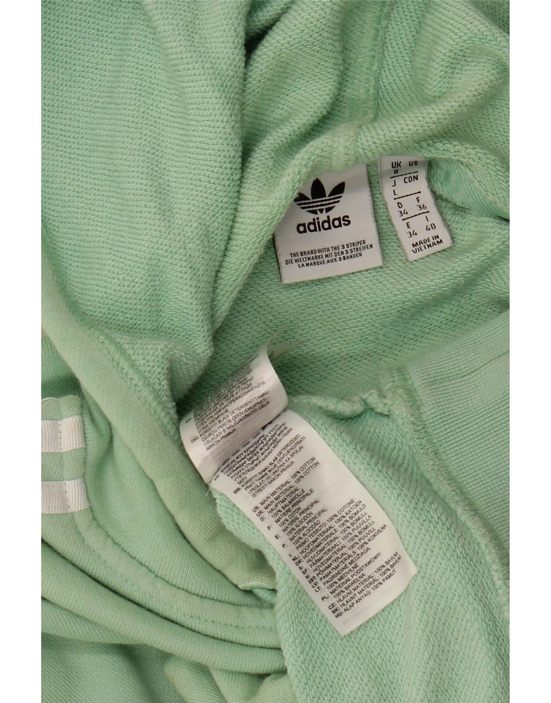 ADIDAS Damen Übergroßer Crop Hoodie Pullover UK 8 Small Grüne Baumwolle