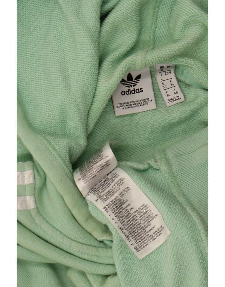 ADIDAS Damen Übergroßer Crop Hoodie Pullover UK 8 Small Grüne Baumwolle